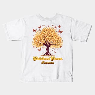 Childhood Cancer Awareness  Butterfly Support Kids T-Shirt